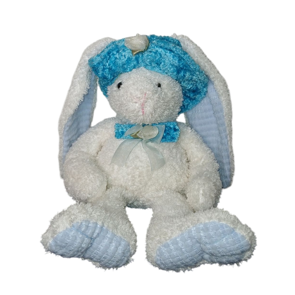 Kids Of America Adorable White and Blue Plush Bunny Toy